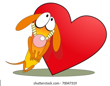 Vector illustration. Valentine love dog.