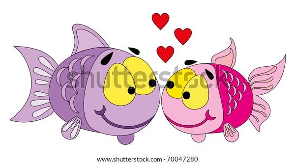 Vector Illustration Valentine Love Fish Stock Vector (Royalty Free ...