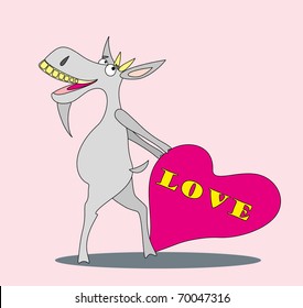 Vector illustration. Valentine love goat.