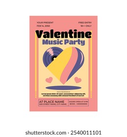 Vector illustration of valentine music party flyer template design