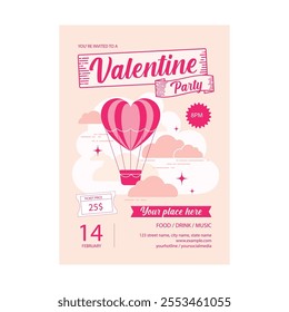 Vector illustration of valentine party flyer poster template design