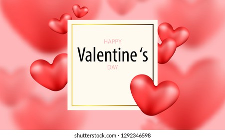 Vector illustration. Valentine 's day background with balloons heart, creative for poster, brochure, flyers, invitation, banners.