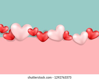 Vector illustration. Valentine 's day background with balloons heart, creative for poster, brochure, flyers, invitation, banners.