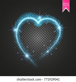 Vector Illustration of Valentine s day card for Design, Website, Banner. Shiny heart-shaped frame on transparent background. Holiday vector illustration

