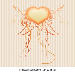 Vector illustration of Valentines abstract background with heart shape and floral decoration elements