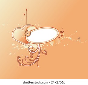 Vector illustration of Valentines abstract background with heart shape and floral decoration elements