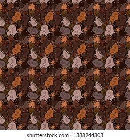 Vector illustration. Valentine':s with black and brown elements. Seamless Geek valentine':s day hearts background. Heart pattern.