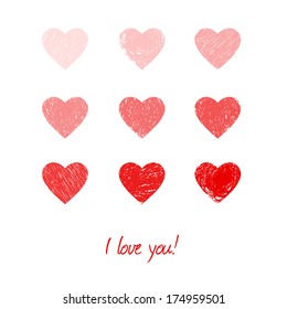 Vector illustration of Valentine's card with hearts