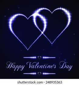 Vector Illustration of Valentine's card in style of blue star constellation