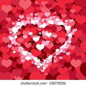 Vector illustration - Valentines composition of the hearts. 