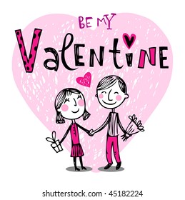 Imagen vectorial de una pareja de valentinas, puede ser usada como tarjeta de San Valentín.