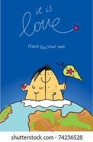 Vector illustration of a valentines couple, may be used as Valentine card.