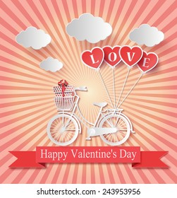 Vector illustration of Valentines day. Abstract love hearts.paper art style.