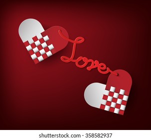 Vector illustration of Valentines day. Abstract paper hearts.