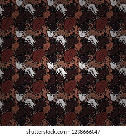 Vector illustration. Valentines day background on neutral, brown and black colors. Seamless Interesting typography. Love design with different elements.