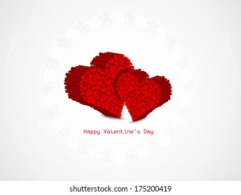 Vector illustration of valentine's day background with two red color hearts inside a circular frame.