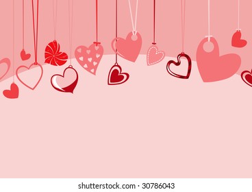 Vector illustration of Valentine's Day background, decorated with beautiful hearts.