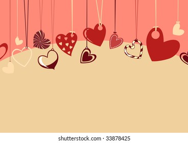 Vector illustration of Valentine's Day background, decorated with beautiful hearts.