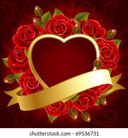 Vector illustration - Valentine's day background with roses and heart