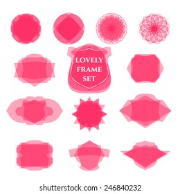 Vector Illustration of Valentines Day Badge Pink Set for Design, Website, Background, Banner. Silhouette Frame Retro Template. Element for your vintage Insignia
