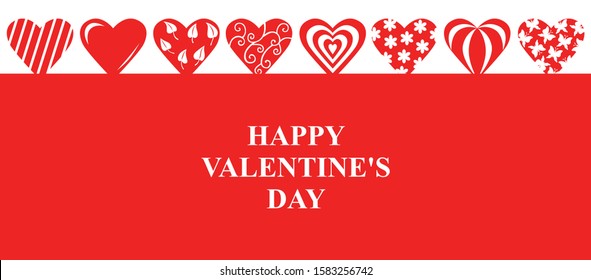 Vector illustration of Valentines day banner with decorative hearts