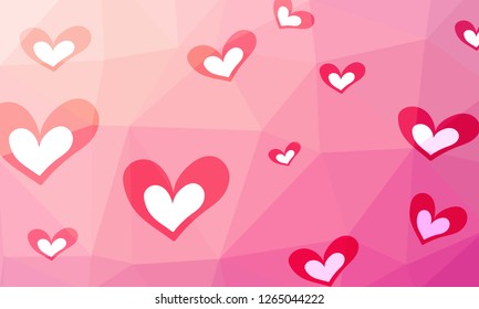 Vector Illustration of a Valentines Day Card and  polygon background - Vector