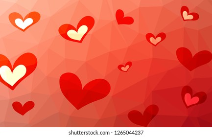 Vector Illustration of a Valentines Day Card and  polygon background - Vector