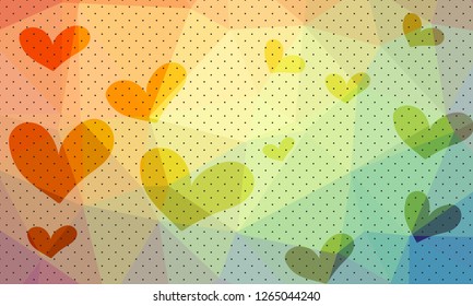 Vector Illustration of a Valentines Day Card and  polygon background - Vector