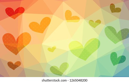 Vector Illustration of a Valentines Day Card and  polygon background - Vector