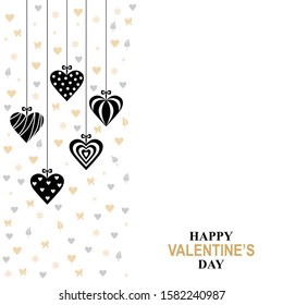 Vector illustration of Valentines day card with hanging decorative hearts