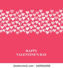 Vector illustration of Valentines day card with decorative hearts on pink background