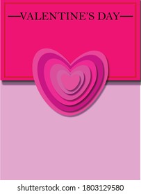 vector illustration of valentines day card background with pink paper effect heart
