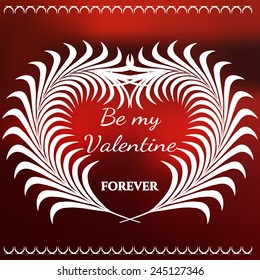 Vector Illustration of Valentine's Day Card for Design, Website, Background, Banner. Template for Valentine. Beautiful Logo for Love with leaf 