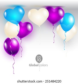Vector illustration Valentine's Day card with balloons shape heart. Announcement / poster / flyer / greeting card