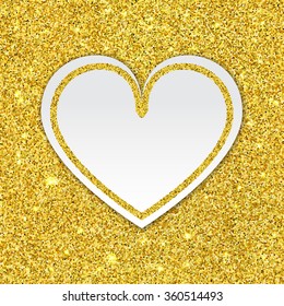 Vector Illustration of Valentine's day card for Design, Website, Background, Banner. Heart Element Template for Shiny Gold Love Valentine or Invitation to Marriage