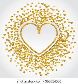 Vector Illustration of Valentine's day card for Design, Website, Background, Banner. Heart Element Template for Shiny Gold Love Valentine or Invitation to Marriage