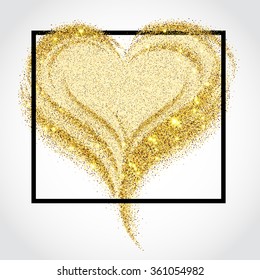 Vector Illustration of Valentine's day card for Design, Website, Banner. Heart Element Template for Shiny Gold Love Valentine or Invitation to Marriage.