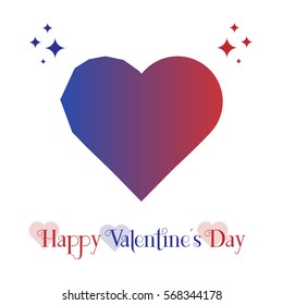 Vector illustration of Valentine's day card. Image with blue-red heart and "Happy Valentine's Day" text.