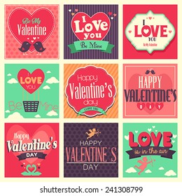 A vector illustration of  Valentines day cards with ornament