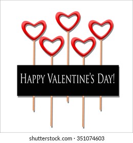 Vector illustration of Valentine's Day cards. Vector heart on a stick