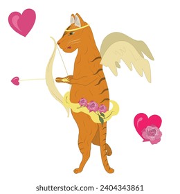 Vector illustration for Valentine's day with cupid cat