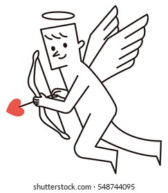 Vector illustration - Valentine's day. Cupid with bow and arrow