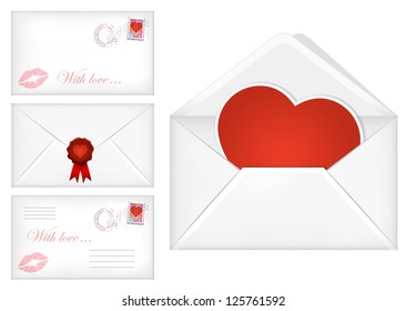 Vector illustration of Valentine's day envelopes