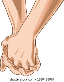 Vector illustration for Valentine's day in the form of two hands holding each other