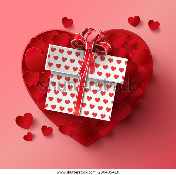 Vector Illustration Valentines Day Gift Box Stock Vector (Royalty Free ...