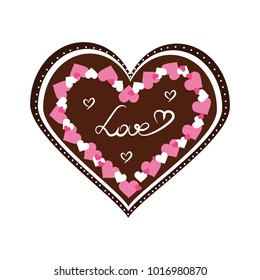 Vector illustration for Valentine's Day Valentine`s Gingerbread heart.