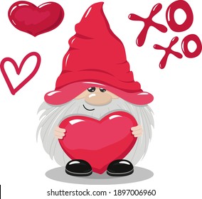 Vector Illustration Valentines Day Gnomes With A Heart