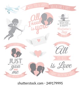Vector illustration Valentine's Day greeting card set