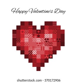 vector illustration / valentines day greeting card / pixel art