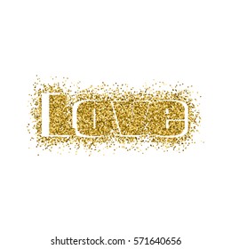 Vector illustration Valentine's Day greeting card gold design with typography on white background